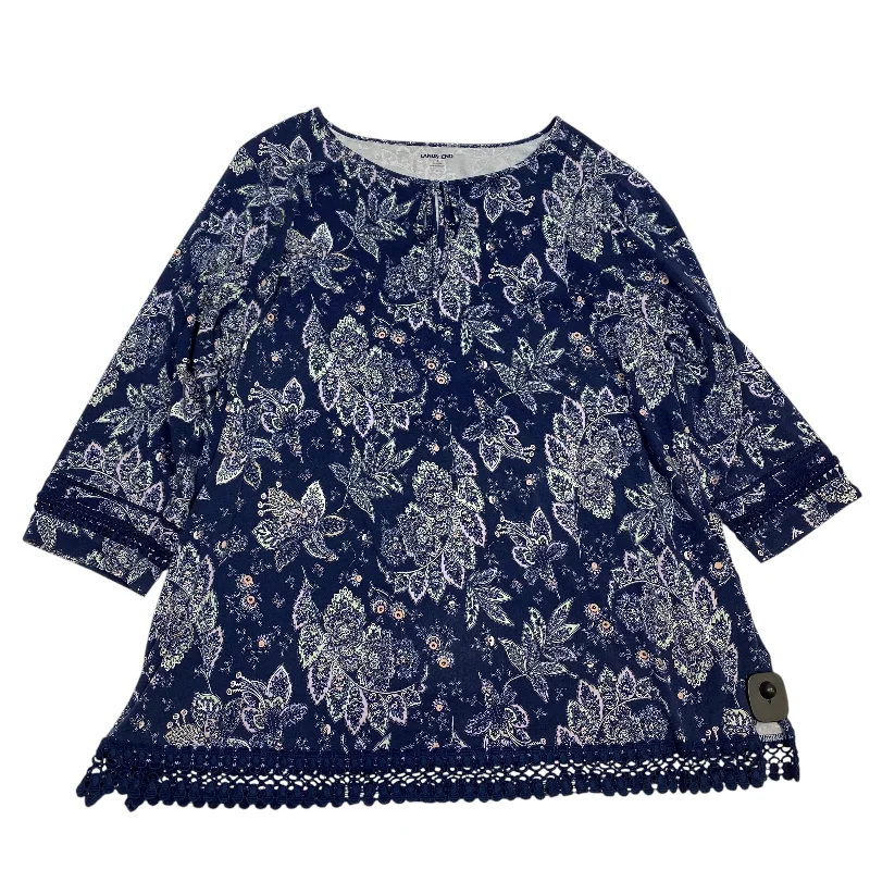 Top 3/4 Sleeve By Lands End In Blue, Size: 1x