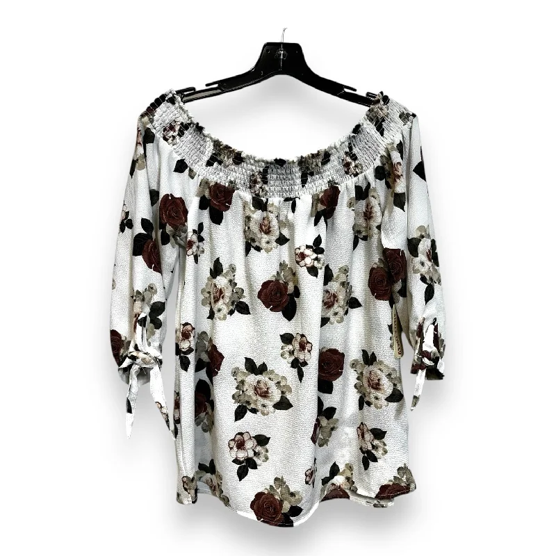 Top 3/4 Sleeve By Cmf In Floral Print, Size: L