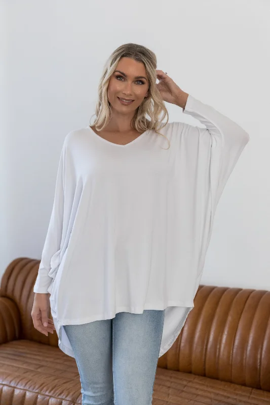 Long Sleeve Hi-Low Miracle Top | White