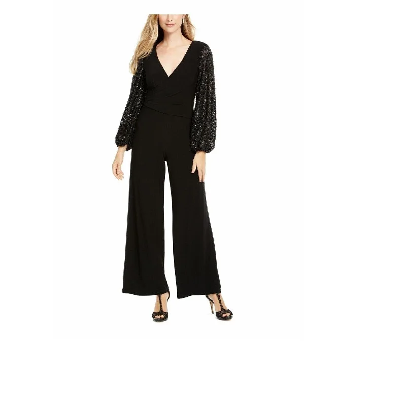 Adriana Papell Women's Wide Leg Party Jumpsuit Black Size 10