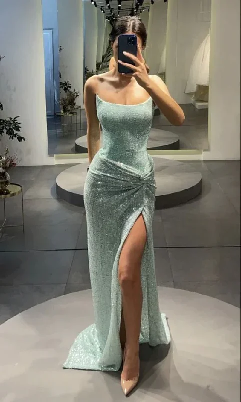 Green/silver/red/brown gorgeous shiny high slit sexy long sequined evening dress prom dress party dress gh1893