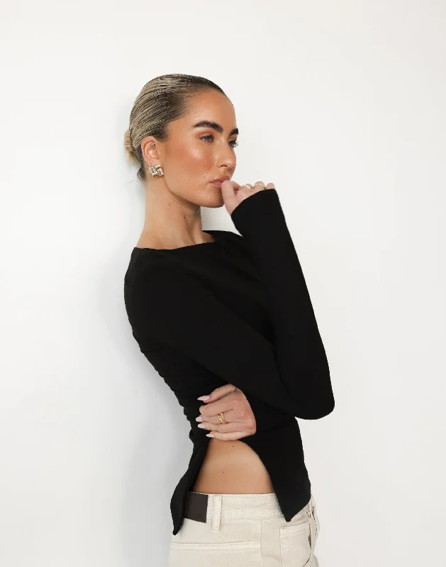 Amanda Long Sleeve Top (Black)