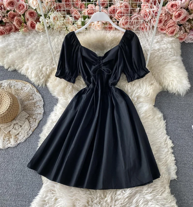 Black A line short dress party dress  715