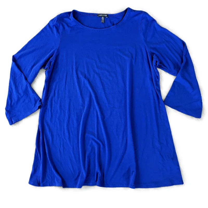 Top 3/4 Sleeve By Eileen Fisher In Blue, Size: Xl