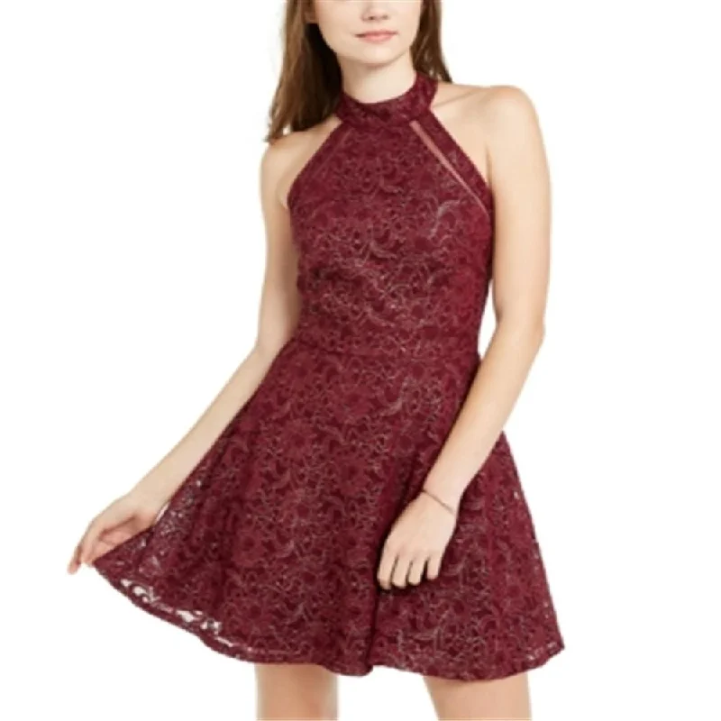 Teeze Me Women's Open Back Mesh Cocktail and Party Dress Red Size 7-8