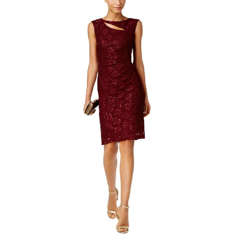 Connected Apparel Womens Cut-Out Sequined Cocktail And Party Dress