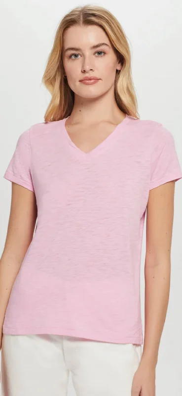 GOLDIE-Signature Slub V Neck Boy Tee Pink Sachet