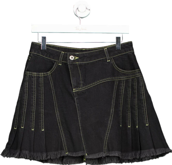 Collusion Black Pleated Denim Skirt UK 10