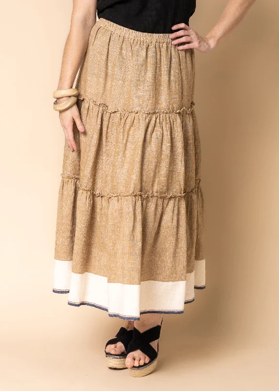 Davina Linen Blend Skirt in Desert