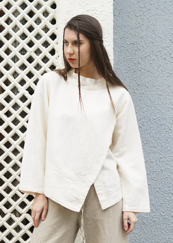 Deacon Linen Blend Top in Cream