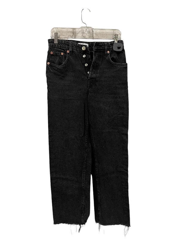 Jeans Straight By Zara In Black Denim, Size: 4