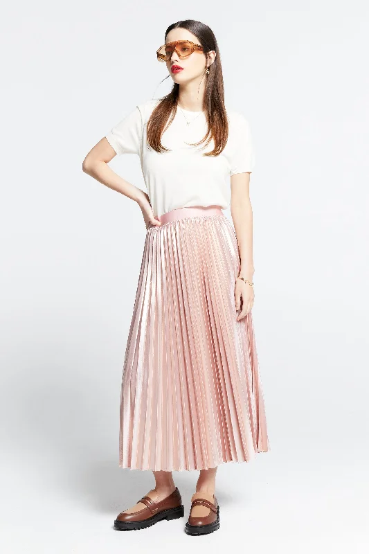 Karen Walker Sunray Pleated Skirt - Pink Metallic