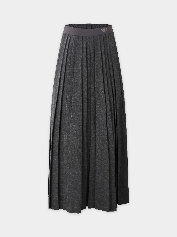 Merino Pleated Skirt-Dark Grey