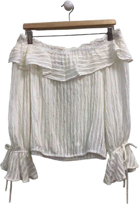 Mint Velvet White Off-Shoulder Blouse UK M