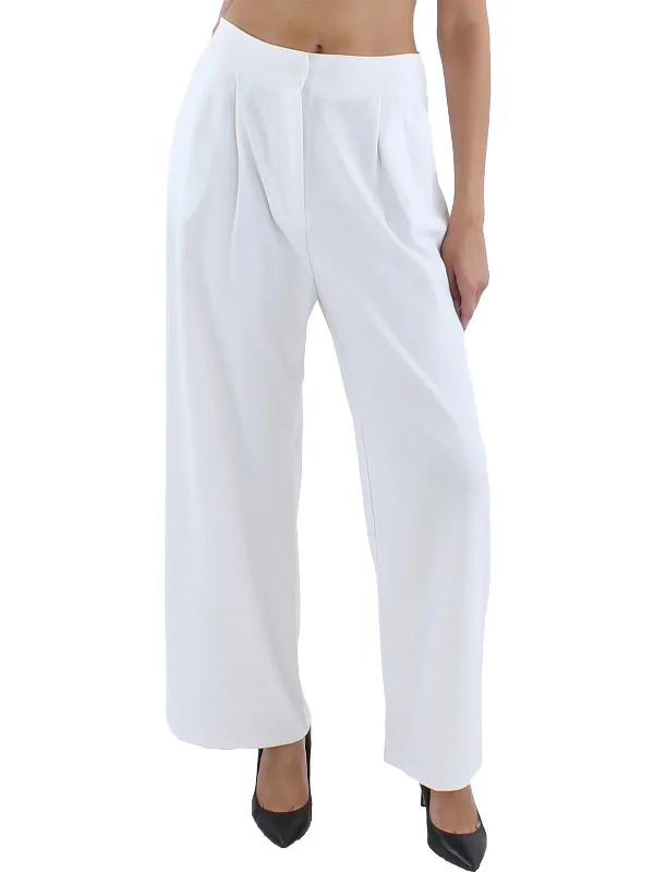 Womens Pleated Flare Trouser Pants