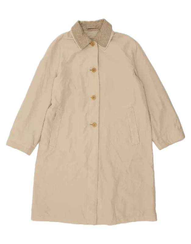 ALLEGRI Womens Overcoat UK 14 Large Beige Polyester