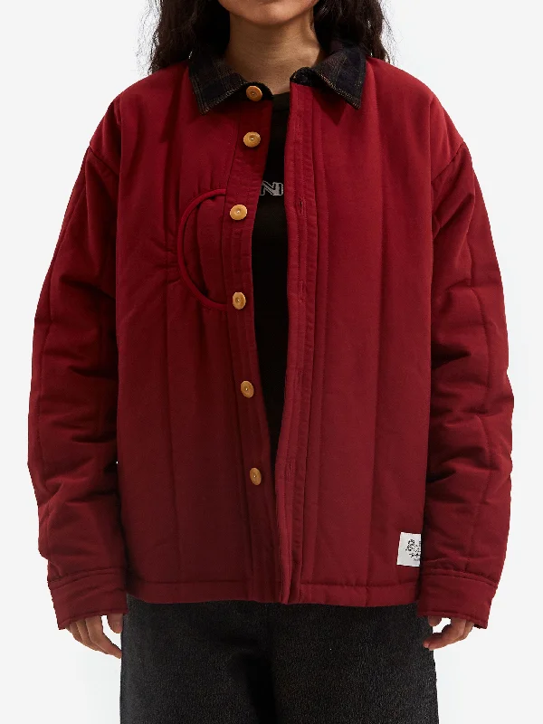 Brain Dead Puffer Button Up Shirt - Red