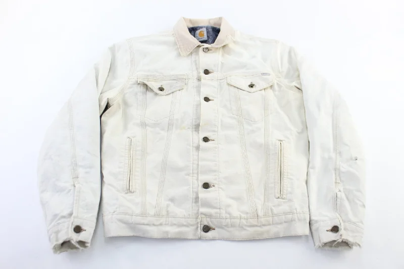 Carhartt Logo Patch White Button Fly Jacket