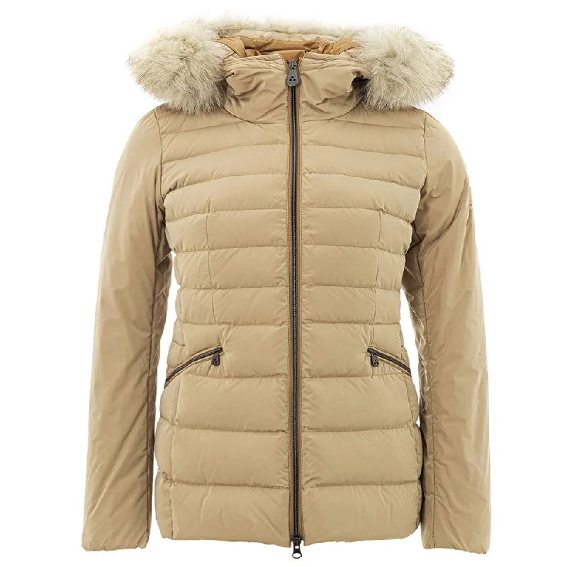 Elegant Beige Polyester Jacket For Women