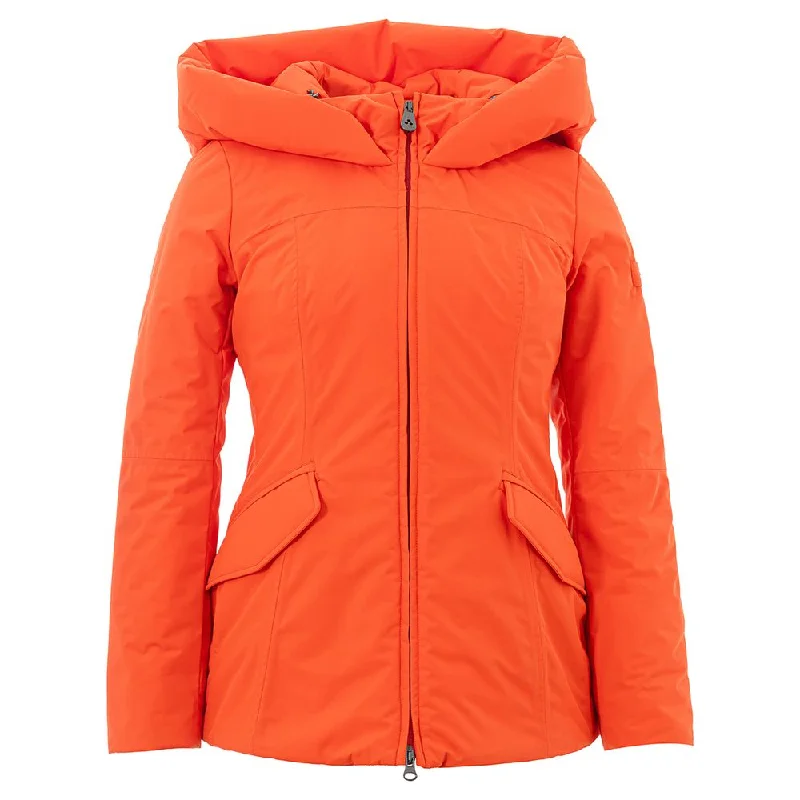 Elegant Orange Polyester Jacket For Women