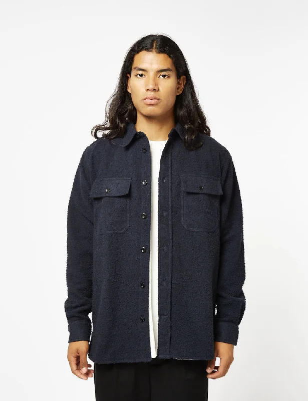 Norse Projects Silas Textured Overshirt (Wool) - Dark Navy Blue