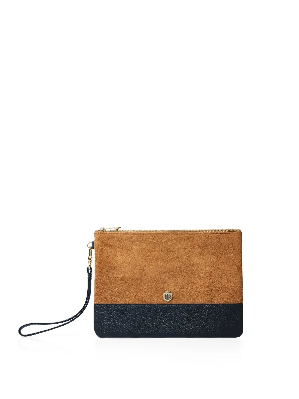 Highbury Clutch - Tan & Navy