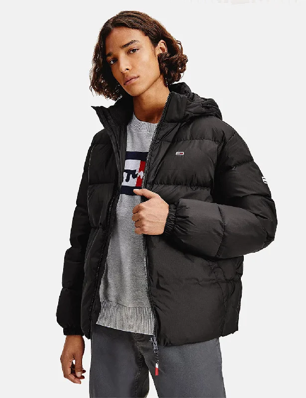 Tommy Jeans Essential Down Hooded Jacket - Black