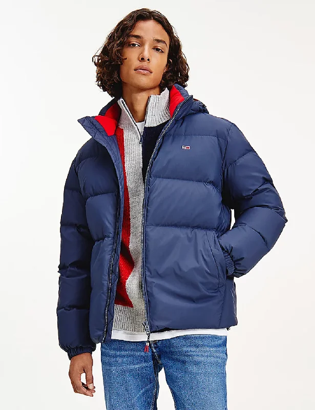 Tommy Jeans Essential Down Hooded Jacket - Twilight Navy Blue