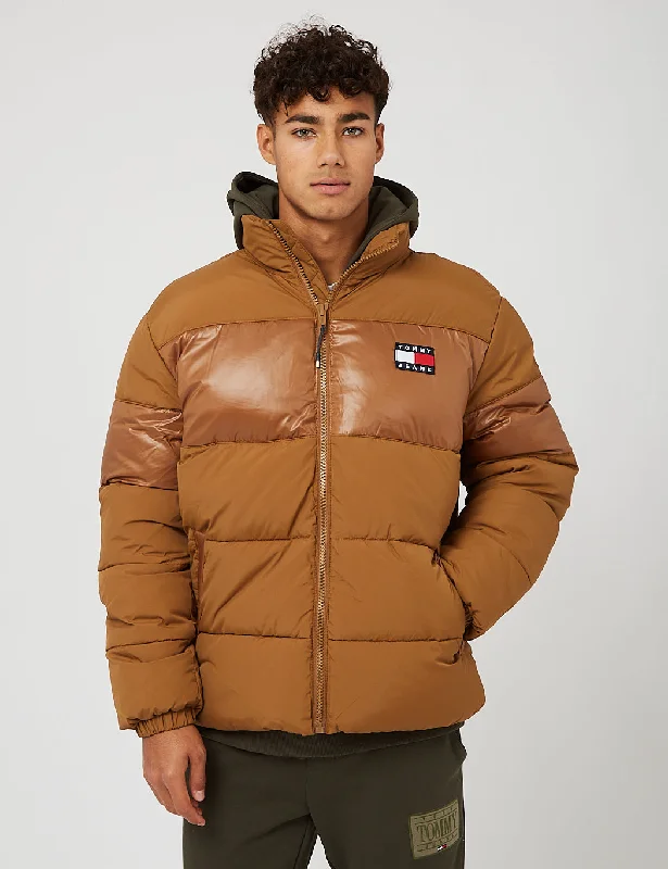 Tommy Jeans Tonal Colourblock Puffer Jacket - Desert Khaki