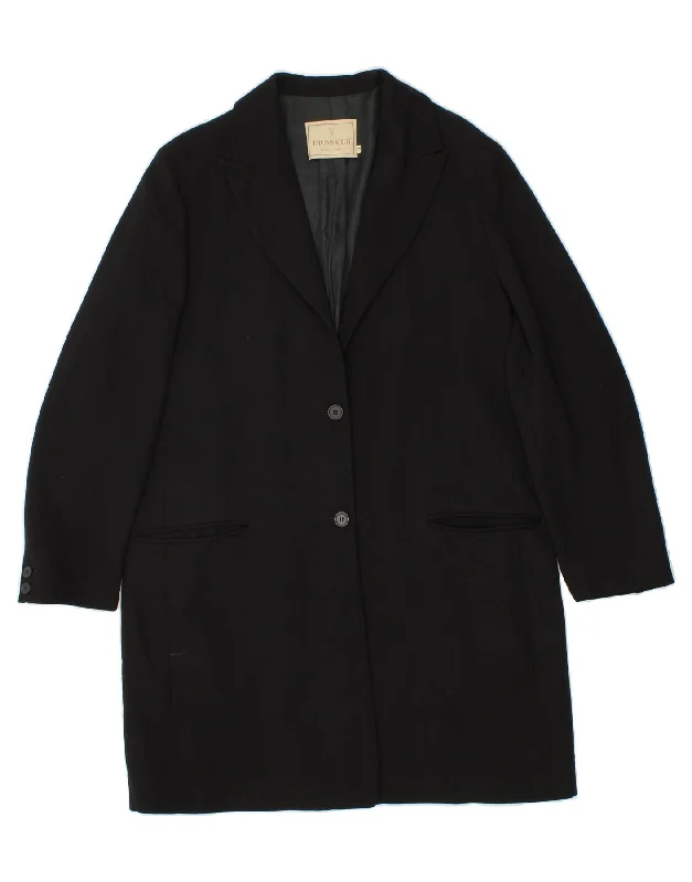 TRUSSARDI Womens Overcoat IT 46 Large Black Wool