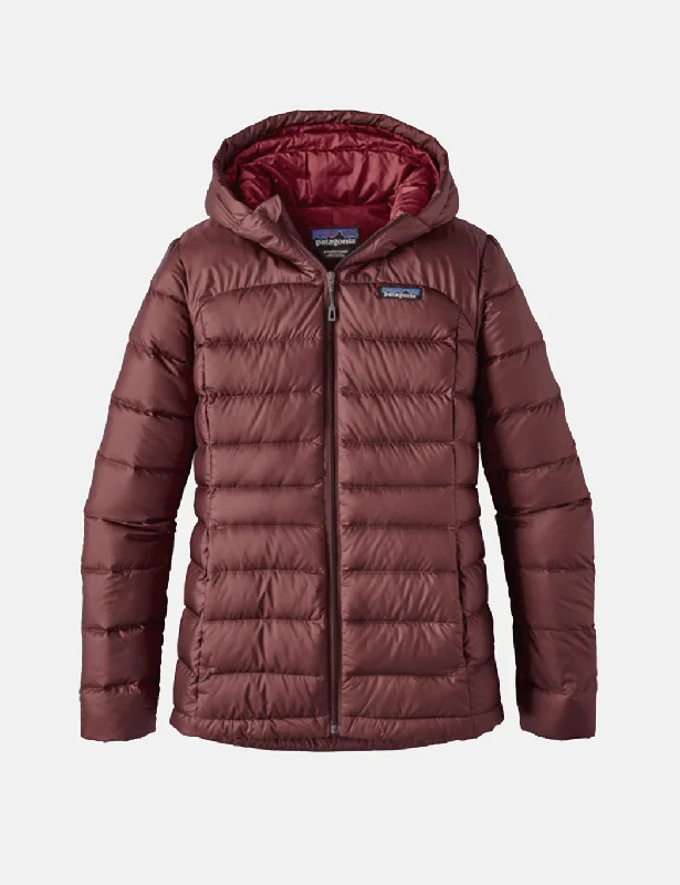 Womens Patagonia Hi-Loft Down Hooded Jacket - Dark Ruby Red