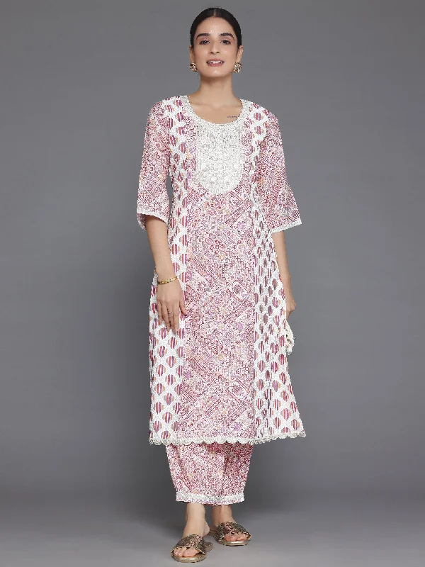 Maroon Printed Silk Blend A-Line Kurta With Salwar