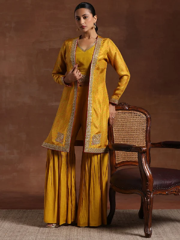 Mustard Embroidered Silk Blend Co-Ords