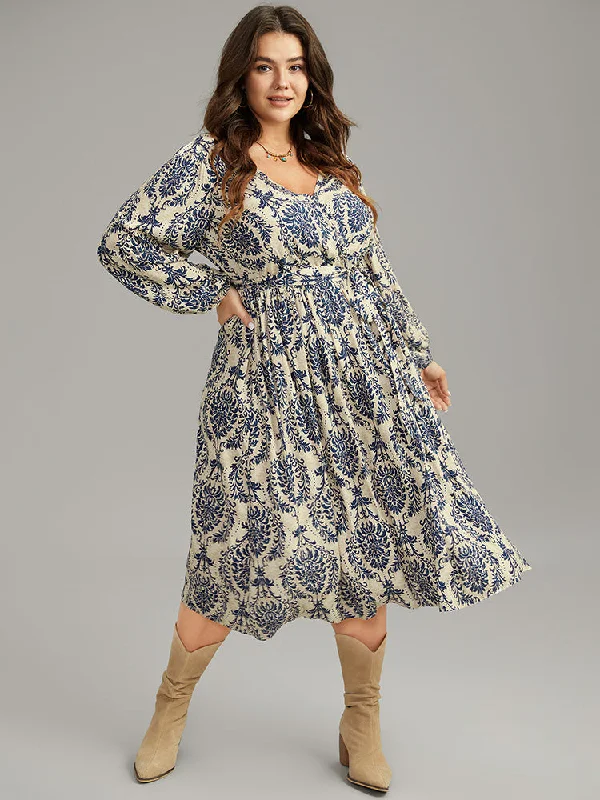 Supersoft Essentials Boho Print Elastic Waist Belted Dress