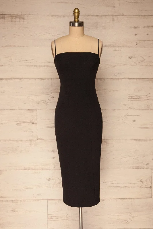 Kavala Black | Fitted Midi Dress