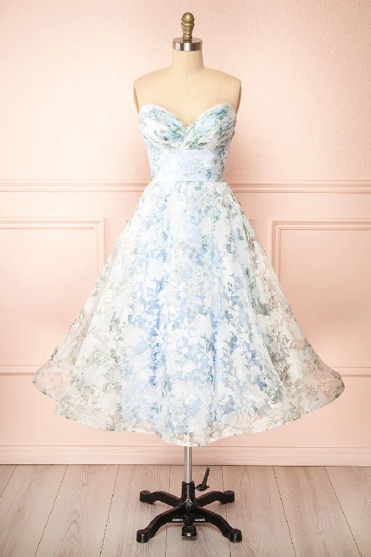 Mahalia Blue | Midi Floral Gown w/ Sparkly Lining