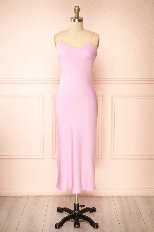 Rebby Pink | Silky Fitted Midi Dress