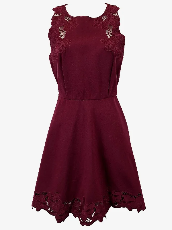 Ted Baker Elegant Burgundy A Line Mini Dress Size 10