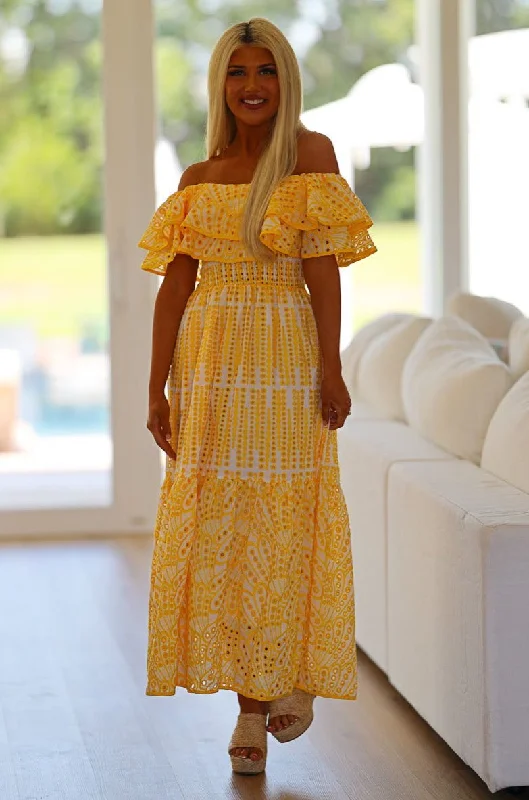 Dayflower Maxi Dress - Yellow and White