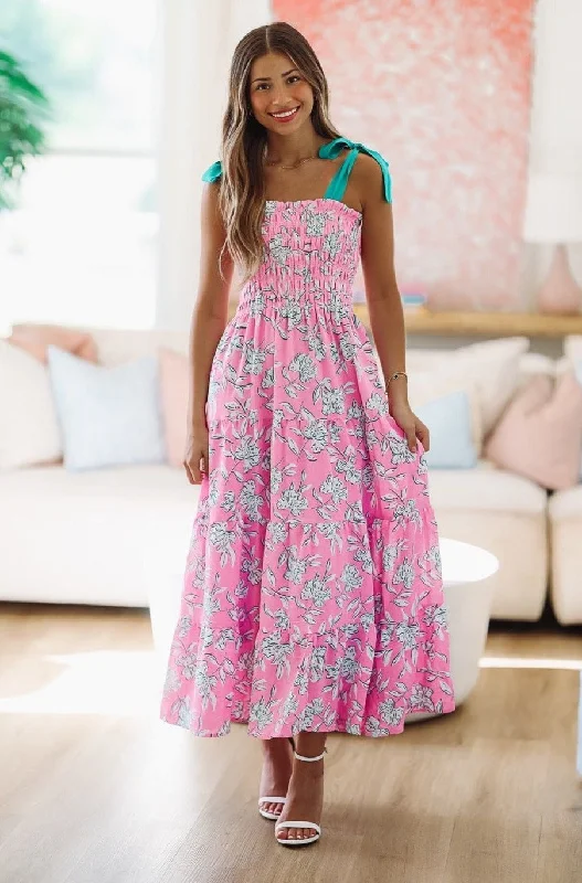 Fond Reflections Floral Maxi Dress - Pink