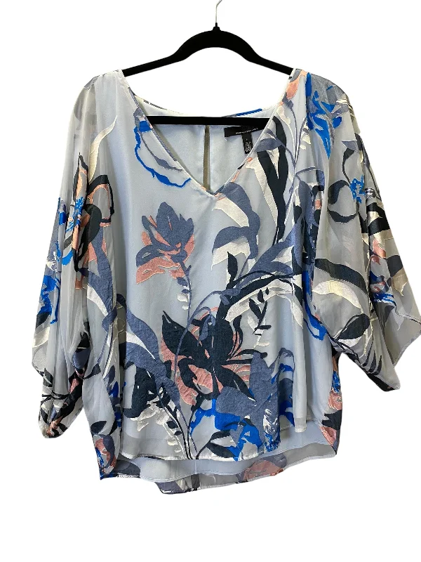 Blue Blouse 3/4 Sleeve White House Black Market, Size L