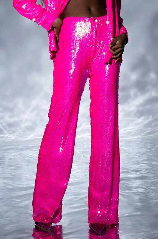 BRIGHT BRIGHT PINK SEQUIN TROUSER