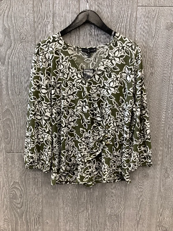 Green Blouse 3/4 Sleeve Fred David, Size L