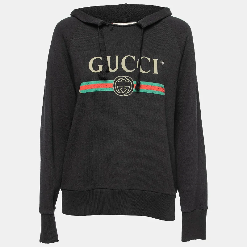 Gucci Black Cotton Blind For Love Embroidered Hoodie