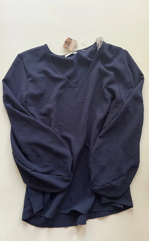 Navy Blouse Long Sleeve Jodifl, Size M