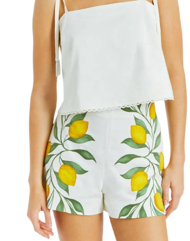 Ragu Lemon Shorts In White/yellow