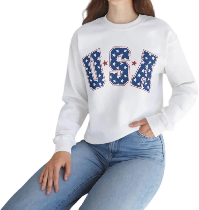 Usa Star Sweatshirt In White