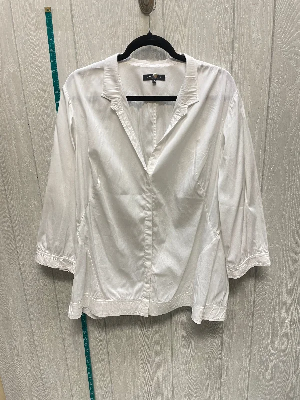 White Blouse Long Sleeve Lafayette 148, Size Xl