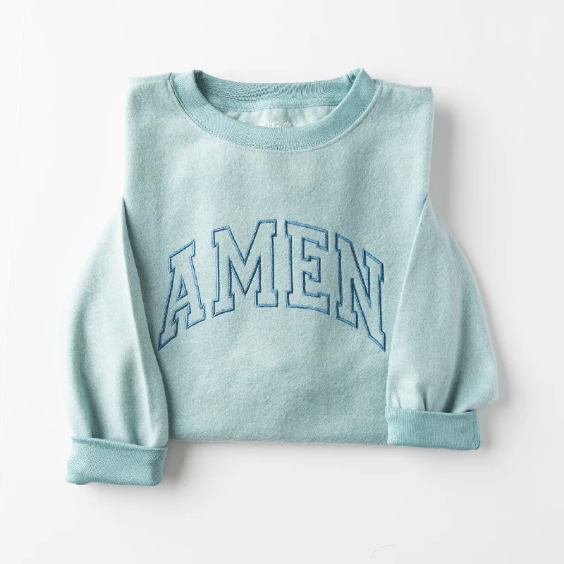 Embroidered Amen Fuzzy Sweatshirt