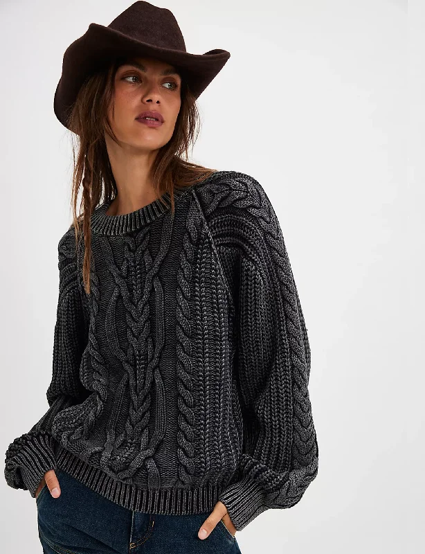 Frankie Cable Sweater, Black